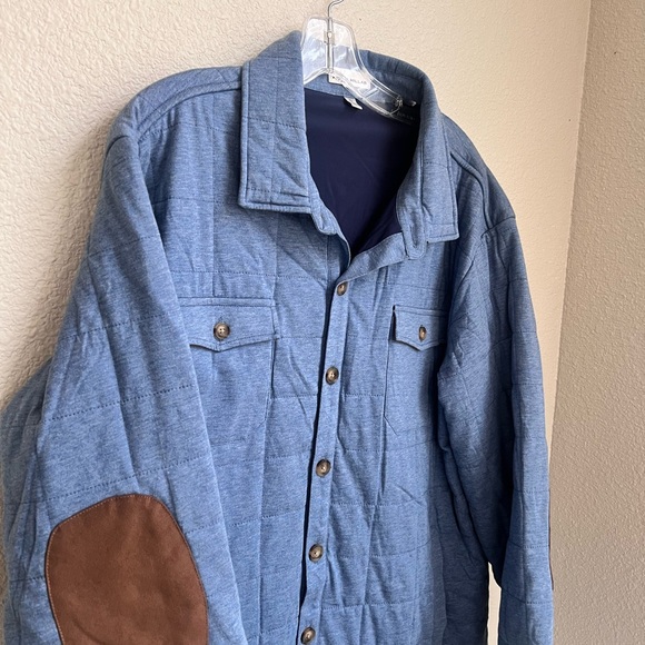 New Peter Millar Quilted Shirt Jacket Sz XL Infinity Blue Elbow Patches - Picture 7 of 16